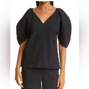 Mara Hoffman Black Textured Blouse